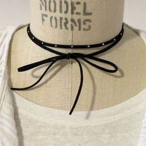 HCO HOLLISTER Black Suede Bow Choker Necklace